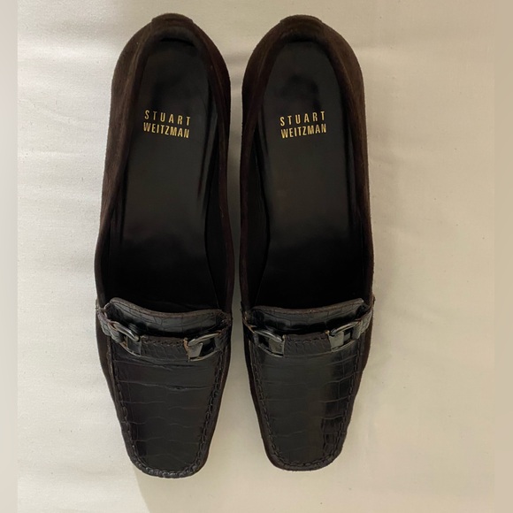 Vintage Stuart Weitzman Women’s Block Heel Loafer In Brown Size 9. - Picture 1 of 7